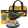 DEWALT Levigatrice roto-orbitale 18V XR BL 125mm con borsa morbida e 1 confezione di dischi abrasivi, DCW211KN-XJ