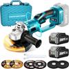 Yofuly Smerigliatrice a Batteria Compatibile con Batterie Makita 18V, 2 Batterie da 4,0Ah | Testa Girevole 180° | 3 Velocità | 9000giri/min 125mm Flessibile a Batteria con 6 Dischi
