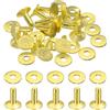 QUARKZMAN 15Set Ribattini E Rondelle In Ottone 9x3.3x9mm Finitura A Cupola Punti Metallici Per Fai Da Te In Pelle Cinture Portafogli Collari Colore Giallo Oro