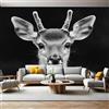 Generic Adesivi Murali Primo piano di un cervo dei cartoni animati 3D Fotomurale 250 x 175 cm nero Moderno Poster Murale Gigante per Bambini Camera da Letto Parete