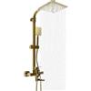 HauTour Sistema Doccia A Pioggia Oro, Colonna Doccia Regolabile, Set 3 Getti | Ottone Lucido, Superficie Dorata, 20x20cm Doccia Pioggia, Colonna Regolabile 85-124cm, 3 Uscite D'acqua Doccetta Flessibile