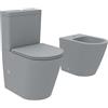 Parama Coppia di sanitari filomuro vaso monoblocco rimless e bidet grigio opaco | Vienna