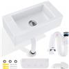 BORDRISE Lavabo, 40x20x11 cm Lavello vasca singola plastica con Tubo scarico | Lavello multiuso Lavamani Lavabo bagno servizio Lavello giardino Lavello esterno per giardino garage cantina o camper