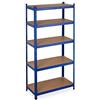 Relaxdays Scaffale in Metallo, capacità Fino a 875 kg, 180x90x45 cm ca., Scaffalatura ad Alta Portata da 5 Ripiani, Blu
