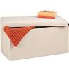 Relaxdays Panca Contenitore, Seduta Imbottita, 80 Litri, Pouf Cassapanca per Corridoio e Salotto, 38x77x39 cm, Crema