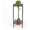 Relaxdays Tavolino rotondo effetto legno/metallo, 2 ripiani, marrone/nero | A x Ø: 73 x 29,5 cm
