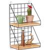 Relaxdays Mensola da Parete, 2 Ripiani, Scaffale con Design a Griglia, 41 x 25 x 16 cm, Stile Industrial, Nero Marrone