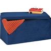 Relaxdays Panca Contenitore, Seduta Imbottita, 80 Litri, Pouf Cassapanca per Corridoio e Salotto, HLP: 38x77x39 cm, Blu