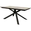 KONTE.DESIGN Tavolo VOLPAIA in legno, finitura grigio cemento e metallo verniciato antracite, allungabile 160x90 cm - 210x90 cm