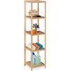 Relaxdays Scaffale da Bagno, in bambù, HLP: 162 x 38 x 39,5 cm, 5 Ripiani, Mobile da Terra da Cucina, Marrone Naturale