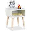 Relaxdays Comodino da Letto per Bambini, Tavolino Notte con Scomparto Cameretta, 40x30x30cm, MDF, Legno, Naturale Bianco