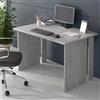 Dmora Scrivania Bonin 119x78x75h cm Grigio Cemento Modulabile Fori Passacavi, Colore Ripiano Grigio