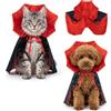 QEEYON Mantello da Vampiro - Costume di Halloween per Cani e Gatti, S | Colletto alto e Spalline Elastiche. Adatto a Cani di Piccola Taglia per Halloween, Festival e Servizi Fotografici, 50 cm