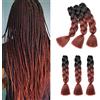 Gairyan Treccine Africane Extension per Treccine Afro Capelli Finti 24 Ombre confezione da 6, Treccia Capelli Sintetici Crochet Twist Jumbo Braids (Nero-Rosso Marrone)