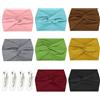 MERVYNGLYNNHUNTER 8 Pezzi Fasce capelli largo elastico, fasce elastiche larghe per capelli, fasce larghe in stile boho, turbante elastiche per capelli, 8 colori, con 4 piccole mollette, per yoga, corsa, fitness