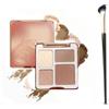 YIMVUNZ Palette Contouring Viso 4 Colori con Pennello Naso Verde - Illuminante Champagne e Rosa Opaco, Terra Abbronzante Marrone Caldo e Grigio, Polvere Sottile ad Alta Pigmentazione e Lunga Durata