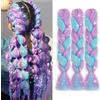 TESS 60 cm Extension per Treccine Africane Glitter+Viola chiaro/Blu, Extension Capelli Treccine 1 pcs Pezzi Jumbo Treccia (100g/Pezzi) Capelli Finti per Treccine