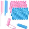 RVYEIOP 28 Pezzi Bigodini per Capelli Piccoli con 2 Pettini a Coda, Bigodini per Boccoli e Permanente per Capelli Corti e Medi, Set Bigodini Ventilati per Volume e Styling Fai da Te, Blu e Rosa