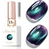 KRISNICE Gelatina Vetro Cat Eye Smalto Semipermanente,15ML Occhi di Gatto Magnetica per Gel Unghie Kit Olografico Glitterato Cristallo Smalti Unghie Salon Home (Cielo Stellato Viola Blu)