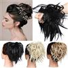TESS Chignon Capelli Veri Elastico Capelli Finti Chignon Extension Facile Per Capelli Veri Ricci Posticci Per Capelli Mossi Scrunchie Parrucchino Donna Elastico Finti, Nero Corvino