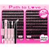 Path to Love Ciglia Finte Ciuffetti Kit 300 Pezzi 120D Volume Cluster Lashes,con Bond & Seal e Pinzetta,Extension Ciglia 14-22 mm Misti,Curvatura D,Impermeabile,Vaporoso e Leggero per uso Personale e