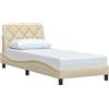 vidaXL Struttura letto senza materasso crema 90x200 cm in tessuto