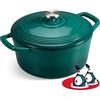 Overmont Pentola in ghisa smaltata Overmont, ideale per brasare, diametro 24 cm, adatta al forno - con