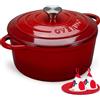 Overmont Pentola in ghisa smaltata Overmont, ideale per brasare, diametro 24 cm, adatta al forno - con