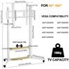 StarTech Supporto mobile per TV - Carrello per TV con ruote - Per schermi da 40 a 100 pollici - Altezza regolabile - Standard VESA 800x500 - Portata massima 50 kg - Piano in metallo