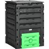 Outsunny Compostiera 120 Gal (450L) BPA-free, 80 fori, Nero | Compostiera da giardino, uso esterno, 2 porte, leggera e robusta, rapida creazione di terreno fertile.