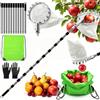 TZEKING Raccoglifrutta Telescopico 4,2m, Raccogli Frutta in Acciaio Inox con Borsa in Cotone e Zaino Raccoglitore, Regolabile per Mele, Pere, Arance, Limoni, Ciliegie, Diametro 16 cm