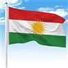 WONHUG 3x5Ft Bandiera Del Kurdistan Bandiera Nazionale Curda Occhielli Metallico | 90x150cm Nouroz Bandiera Giorno Kurdistan Poliestere Esterno Interno Festa Giardino Celebrazione Giochi Sportivi Sfilata