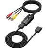 PROZOR Convertitore RCA a HDMI 1080P con Cavo RCA Integrato 150 cm | Ideale per VCR, VHS e lettori DVD, alimentazione USB 5V e installazione Plug & Play