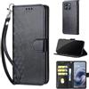 SIENIANLINE Cover per Motorola Moto G86 custodia portafoglio Cubo - Nero | 3 scomparti carte, 1 tasca banconote, Chiusura magnetica, Supporto, Pelle PU flip cover per Moto G86 Power