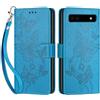 SIENIANLINE Cover per Google Pixel 6A custodia portafoglio Blu | 3 scomparti carte, 1 tasca banconote, Chiusura magnetica, Supporto, Pelle PU flip cover per Pixel 6A