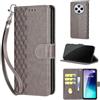 SIENIANLINE Cover per Xiaomi Redmi 14C / A3 Pro custodia portafoglio Grigio | 3 scomparti carte, 1 tasca banconote, Chiusura magnetica, Supporto, Pelle PU flip cover per Xiaomi Poco M7 / C75