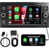 FLUXEONS Autoradio da 7 per Ford Focus Transit Mondeo | CarPlay wireless, Android Auto, DAB+, Autoradio Android 15 2 DIN, 4+64 GB, Wi-Fi 2,4/5 GHz, Bluetooth 5.4, FM, GPS,