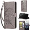 SIENIANLINE Cover per iPhone 17e / iPhone 16e custodia portafoglio Farfalla Grigio | 3 scomparti carte, 1 tasca banconote, Chiusura magnetica, Supporto, Pelle PU flip cover per iPhone 17e / 16e