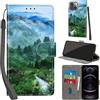 PHINIENLAND Cover per iPhone 13 / iPhone 14 custodia portafoglio Foresta | 3 scomparti carte, 1 tasca banconote, Chiusura magnetica, Supporto, Pelle PU flip cover per iPhone 13 / 14