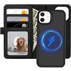 XTCASE Cover Portafoglio Pelle Magnetica per iPhone 11, Nero | Custodia Flip Libro PU Premium [Rimovibile 2 in 1] [Compatibile con Magsafe] [Slot per Scheda] [Chiusura Magnetica], Nero