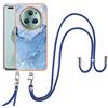 SNCLET Cover con Cordino per Honor Magic5 Pro Custodia con Collana Staccabile Regolabile Antiurto TPU Edges PC Back Anti Scratch Custodia Marmo Protettiva Case per Honor Magic5 Pro,Marmo Blu