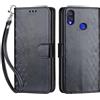 SIENIANLINE Cover per Xiaomi Redmi Note 7 custodia portafoglio Cubo - Nero | 3 scomparti carte, 1 tasca banconote, Chiusura magnetica, Supporto, Pelle PU flip cover per Redmi Note 7