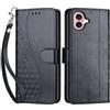 SIENIANLINE Cover per iPhone 16 custodia portafoglio Nero | 3 scomparti carte, 1 tasca banconote, Chiusura magnetica, Supporto, Pelle PU flip cover per iPhone 16