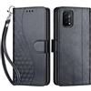 SIENIANLINE Cover per Oppo A54 / A74 5G custodia portafoglio Nero | 3 scomparti carte, 1 tasca banconote, Chiusura magnetica, Supporto, Pelle PU flip cover per Oppo A93 / A93s 5G