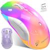 memzuoix Mouse Wireless LED - Mouse Ottico Ricaricabile 2.4G con Copertura Magnetica, Illuminazione RGB Morbida, 1400 DPI, Design Ergonomico Senza Fili con Ricevitore USB per Laptop, PC e MacBook