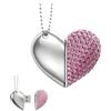ELLENNE CHIAVETTA USB COLLANA CUORE ROSA PENDRIVE MEMORIA 16GB A12 | MEMORIA USB 2.0 CON CIONDOLO A FORMA DI CUORE CON BRILLANTI ROSA, TAGLI DA 16G 32GB 64GB A SCELTA