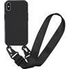 MBSLFY Cover Cordino per iPhone X/XS Custodia con tracolla,Regolabile Cellulare Girocollo Case con Collana TPU Corda Silicone,Nero