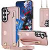 Fofvccv Custodia per Samsung Galaxy S26 FE con Cordino KB Rose | Cover Sottile Antiurto in PU con Cordino Porta Carte e Cinturino da Polso Estensibile Supporto per Samsung S26 FE