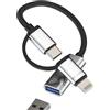 HOYULLI OTG Dongle USB 3.0 Femmina a USB C Lightning Maschio Cavo Adattatore Camera Mouse Port Cavo Hub Tipo C Convertitore Compatibile per Samsung Galaxy S23 per Apple iPhone 15 14 13 12 11 Pro Max 7 8 per
