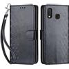 SIENIANLINE Cover per Samsung Galaxy A20e / A10e custodia portafoglio Cubo - Nero | 3 scomparti carte, 1 tasca banconote, Chiusura magnetica, Supporto, Pelle PU flip cover per Samsung A20e